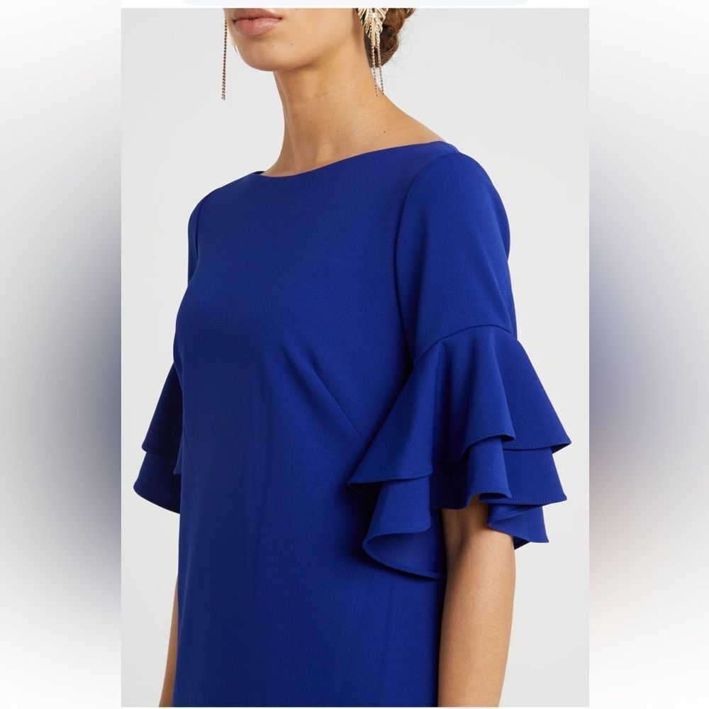 New with tag Ralph Lauren Royal Blue Ruffle Sleeve Mini Dress size 4. - Picture 3 of 11